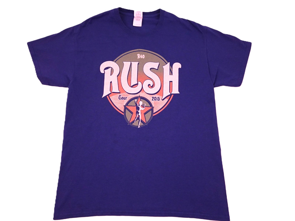 2015 Rush R40 Concert t-shirt Large Indigio Blue Tour Geddy Alex Neil Peart Rock